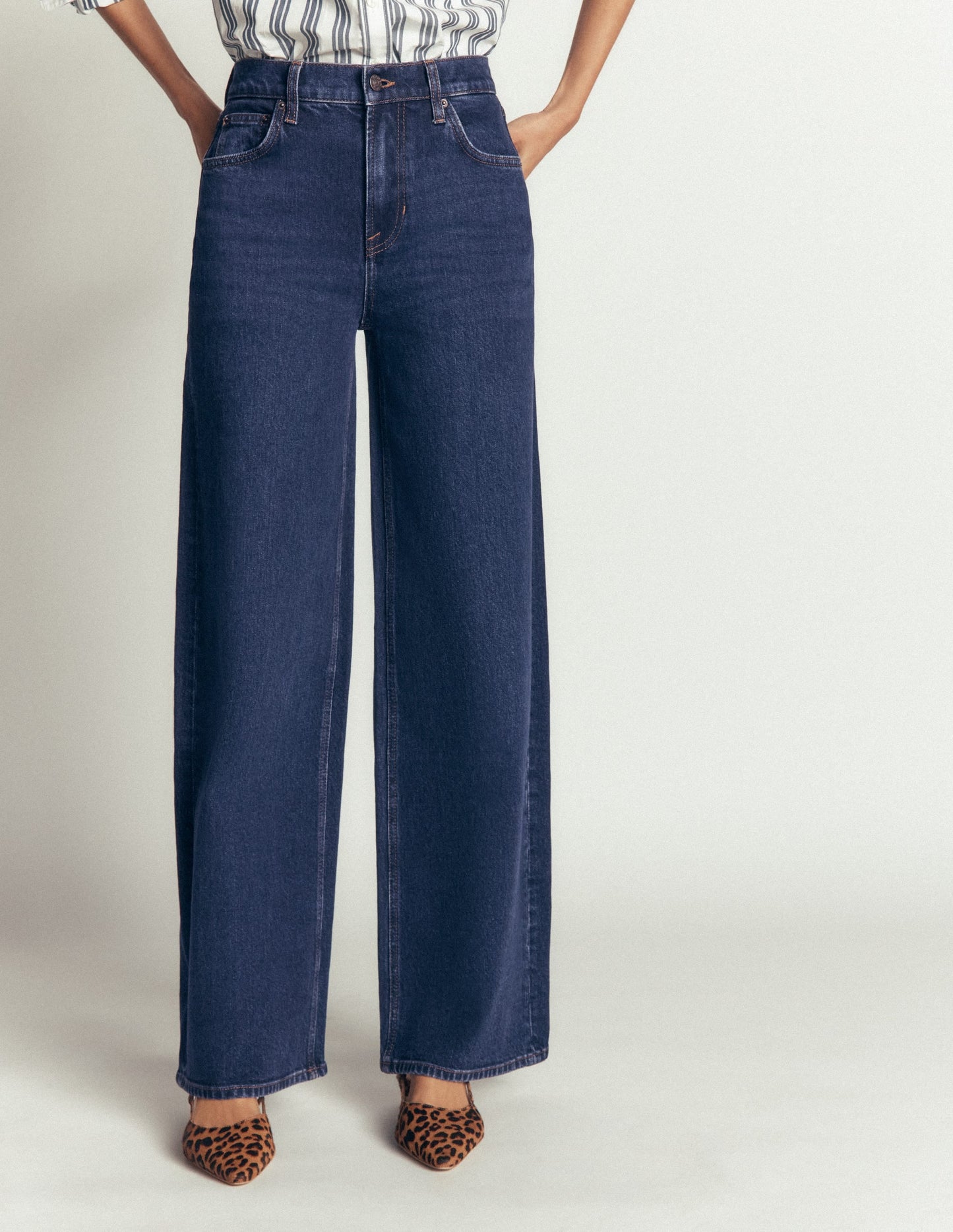 High Rise Wide Leg Jeans-Indigo Rinse