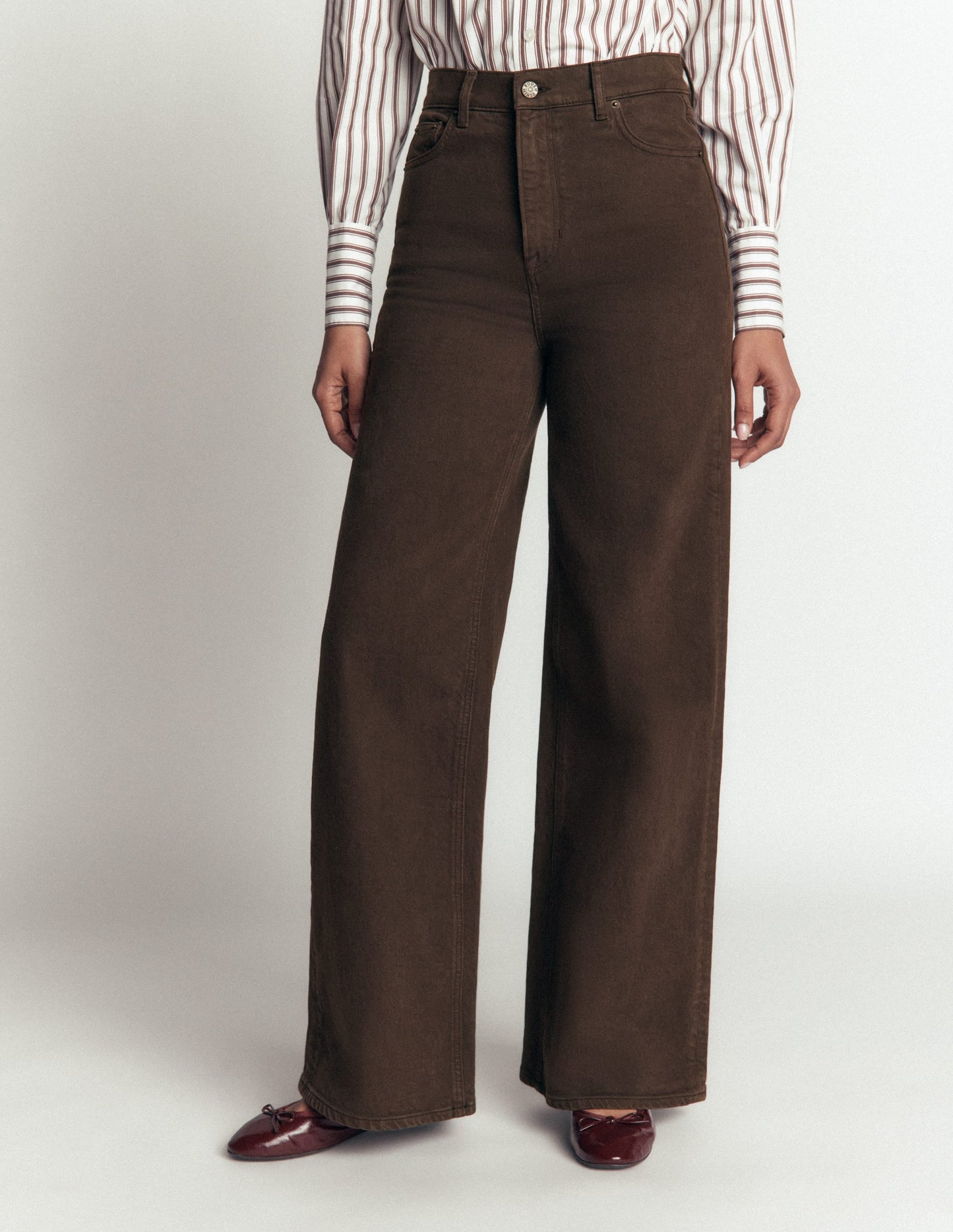 High Rise Wide Leg Jeans-Dark Chocolate