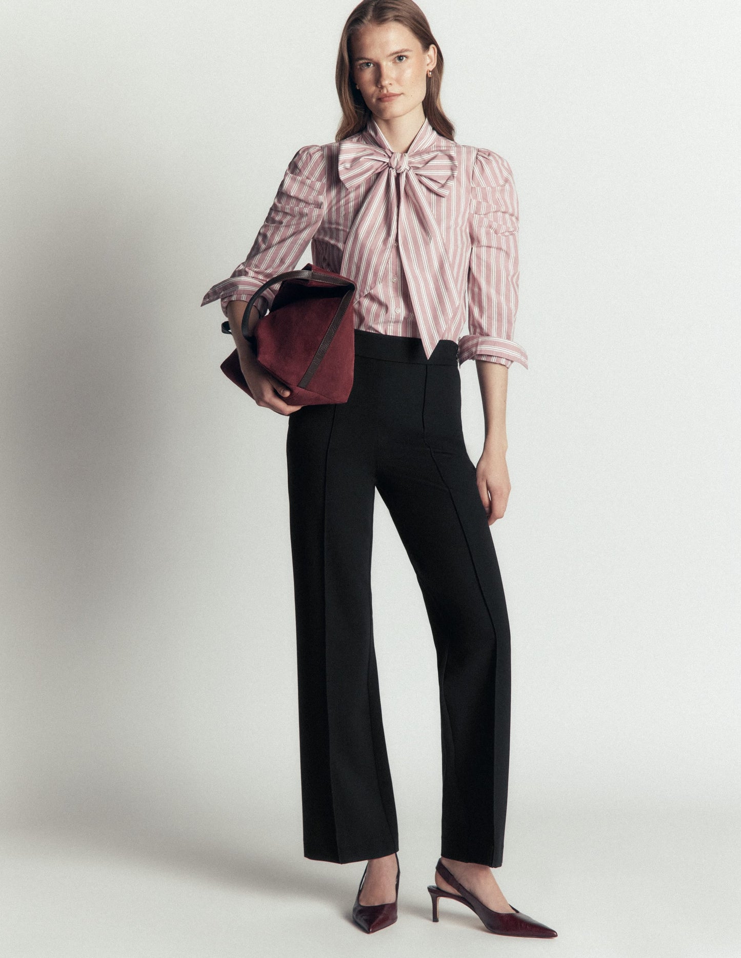 Straight Leg Ponte Trousers-Black