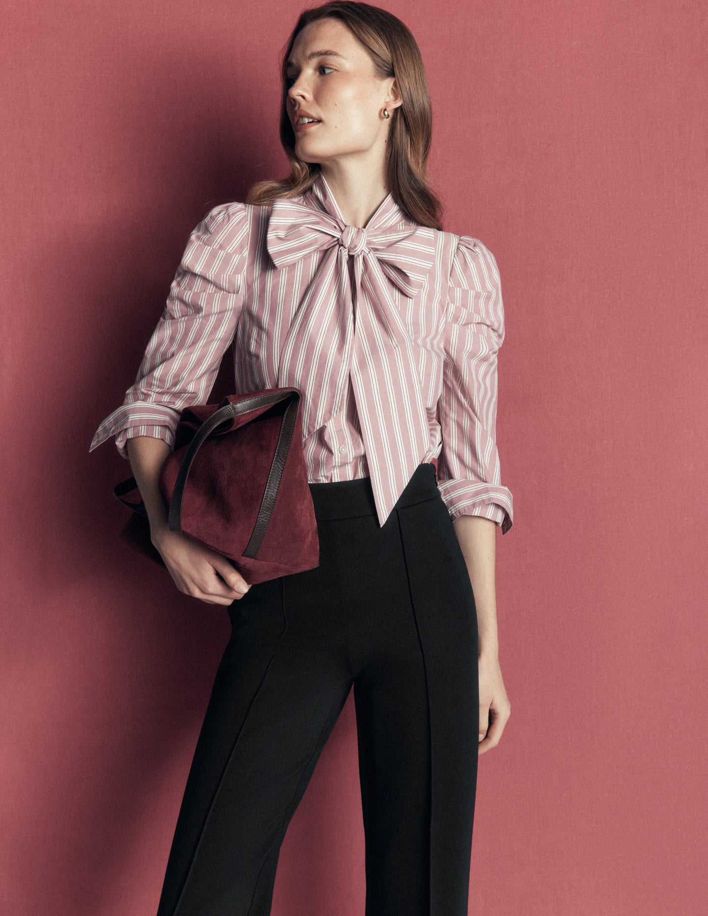 Straight Leg Ponte Trousers-Black