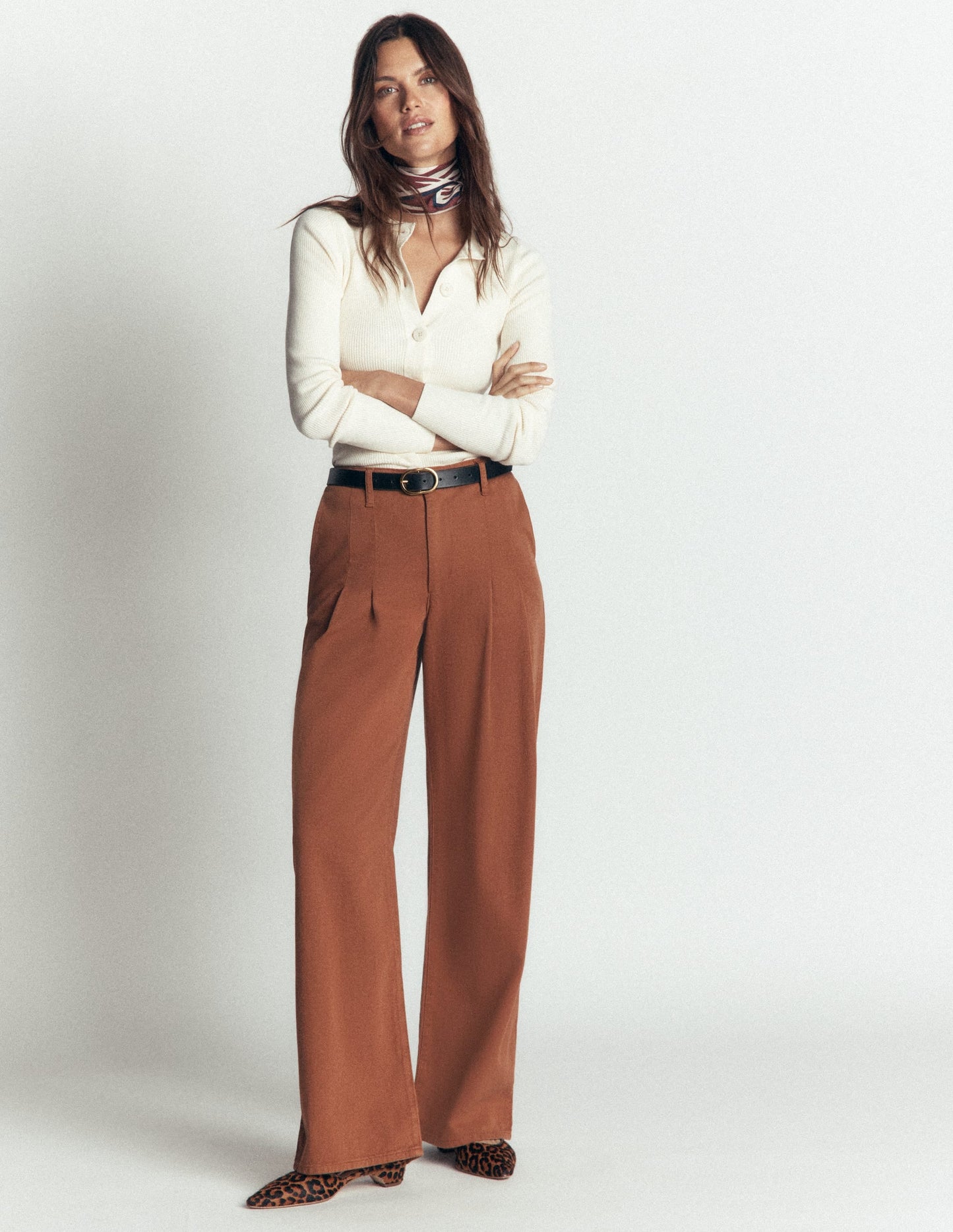 Mayfair Pleat Detail Trousers-Burnt Orange