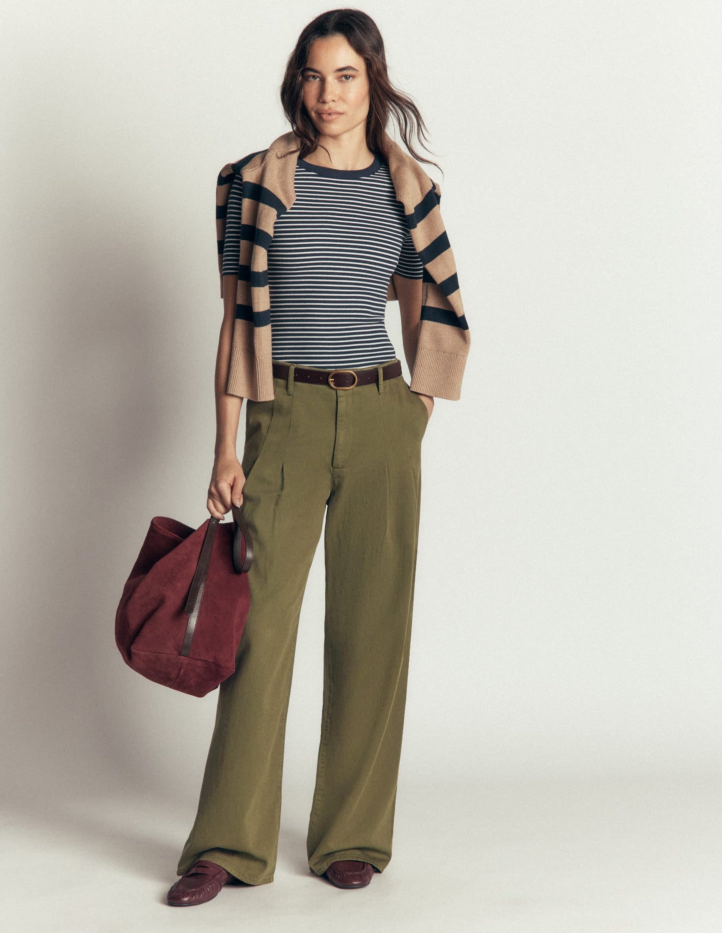Mayfair Pleat Detail Trousers-Woodland Green