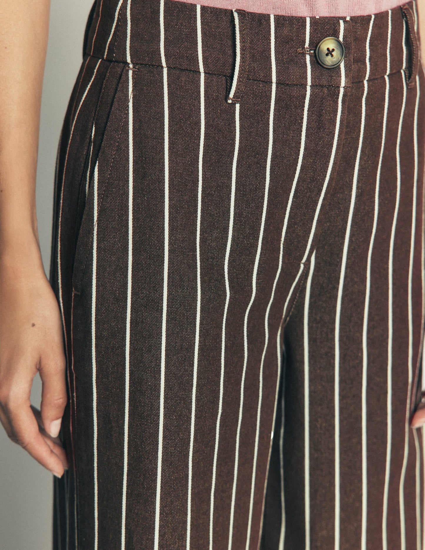 Belgravia Twill Trousers-Brown Stripe
