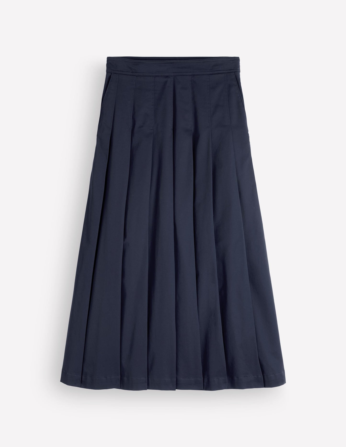 Aya Cotton Sateen Midi Skirt-Navy