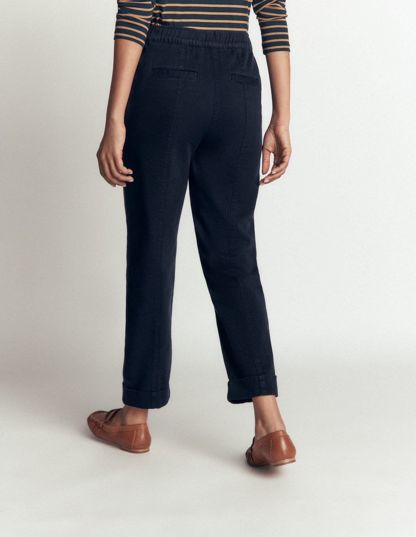 Mid Rise Straight Leg Trousers-Navy