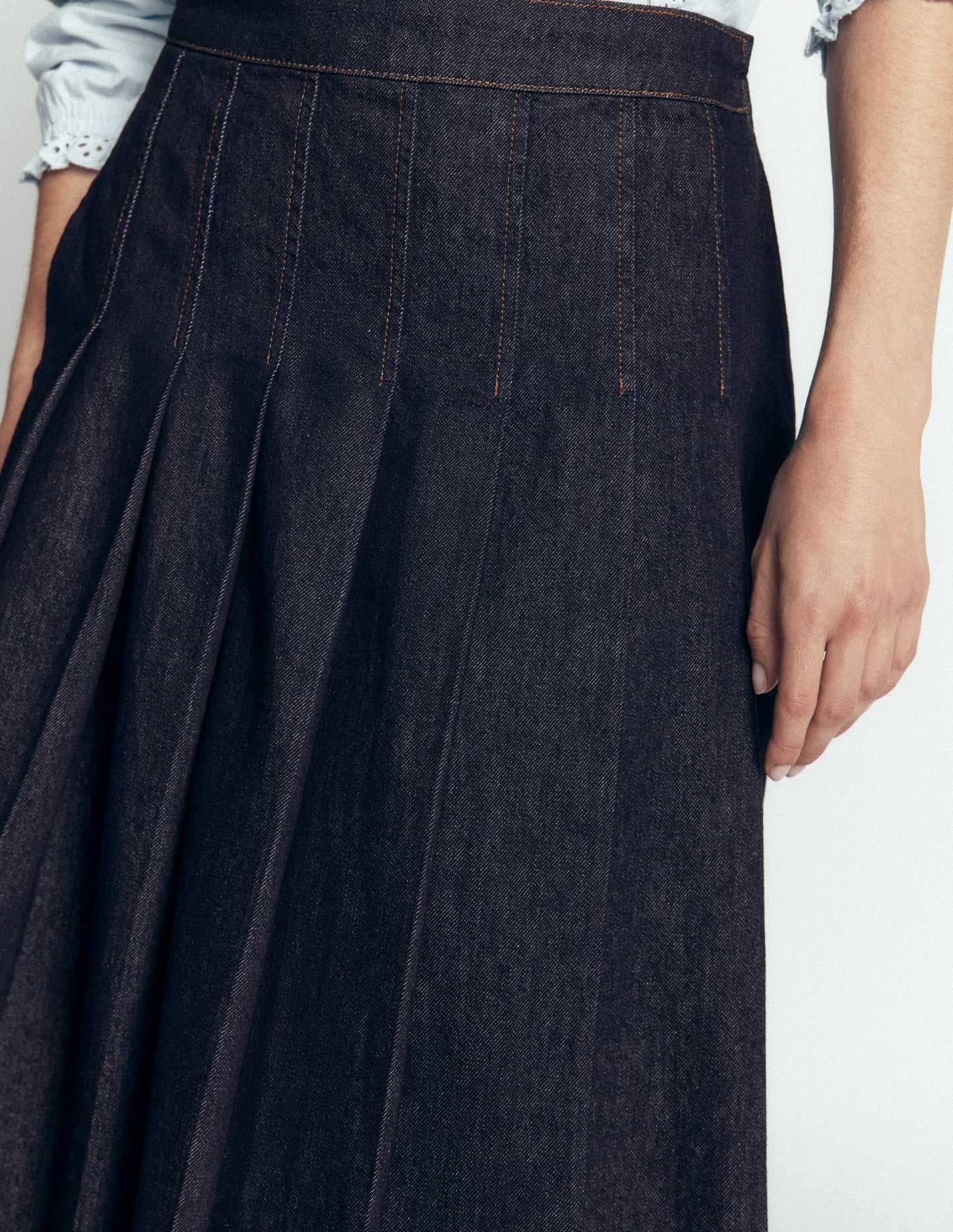 Aya Denim Midi Skirt-Indigo