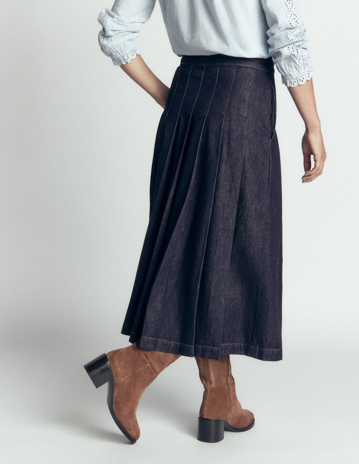 Aya Denim Midi Skirt-Indigo