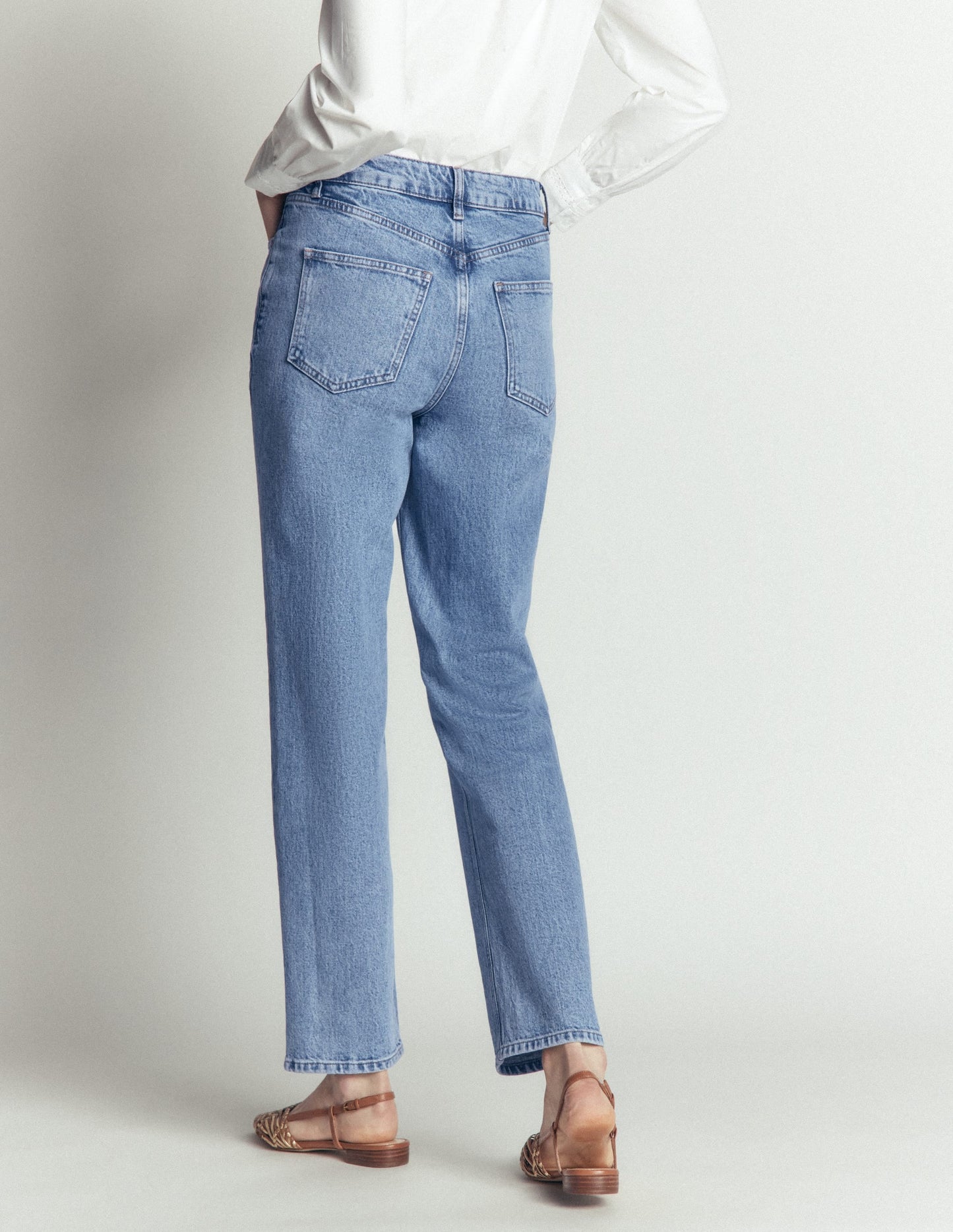 High Rise Straight Jeans-Light Vintage