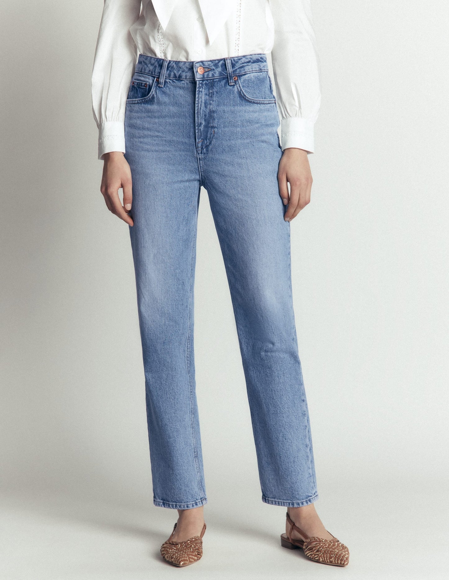 High Rise Straight Jeans-Light Vintage