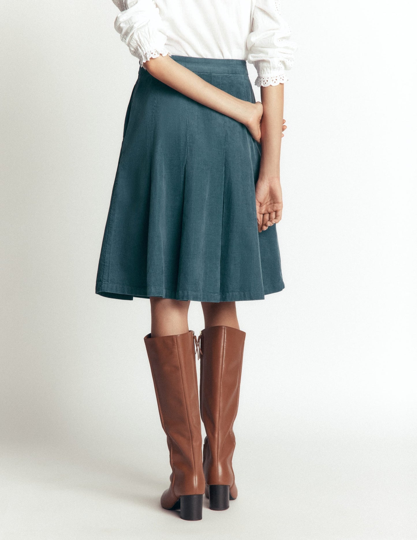 Flippy Cord Skirt-Storm Blue