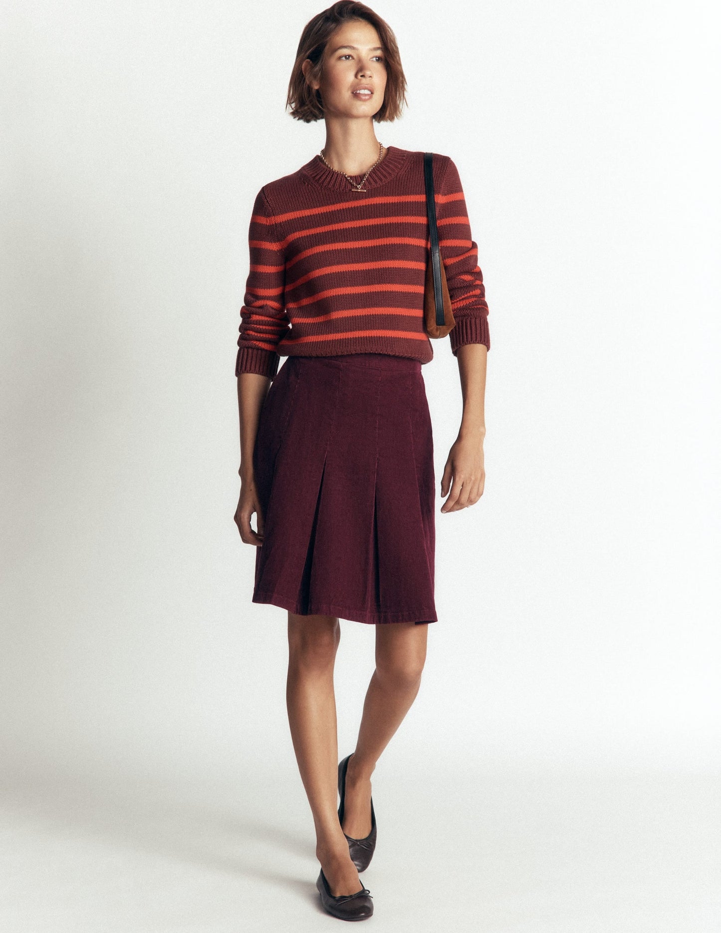 Flippy Cord Skirt-Dark Cherry