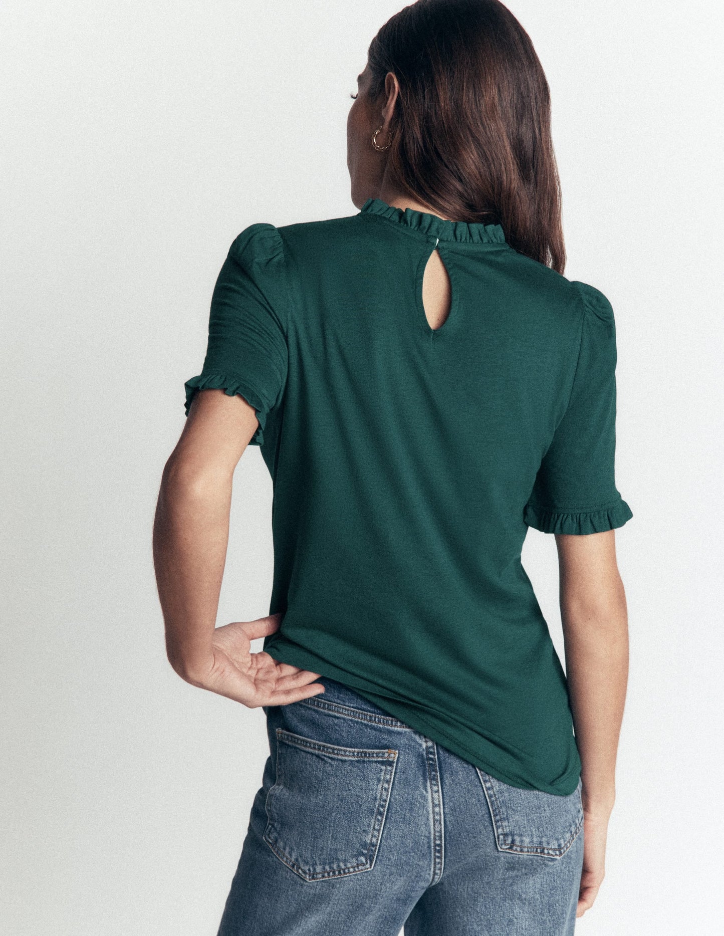 Supersoft Frill Detail T-shirt-Sea Moss