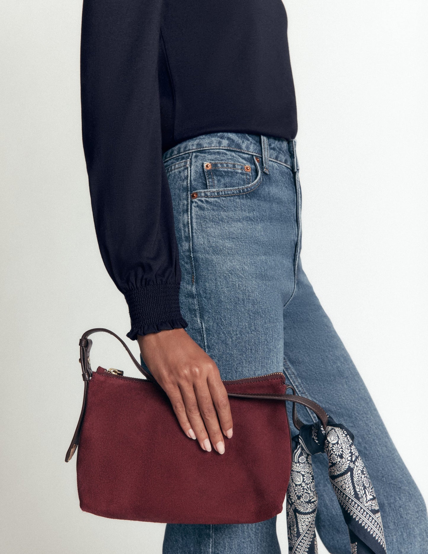 Smocked Cuff Supersoft Top-Navy