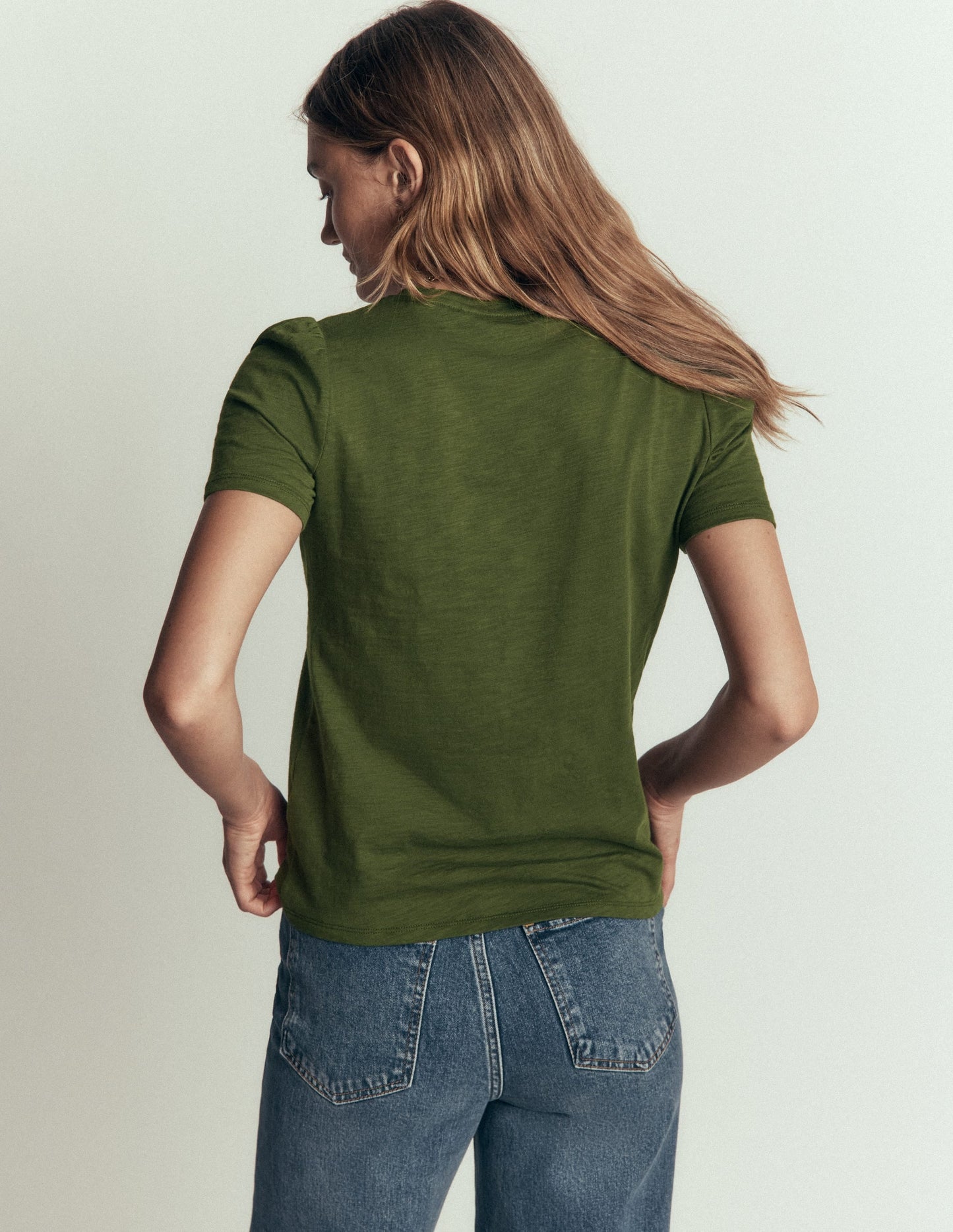 Sophie V-neck Slub T-shirt-Brunswick Green