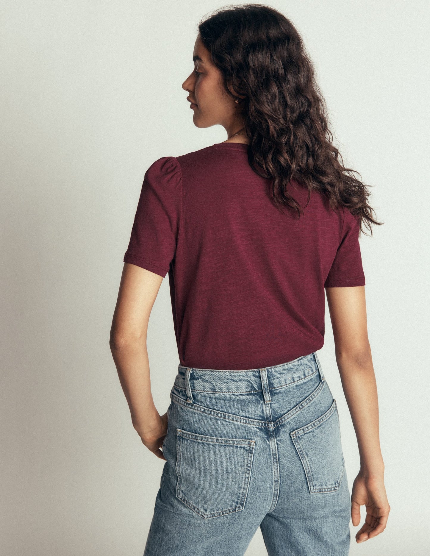 Sophie V-neck Slub T-shirt-Deep Wisteria