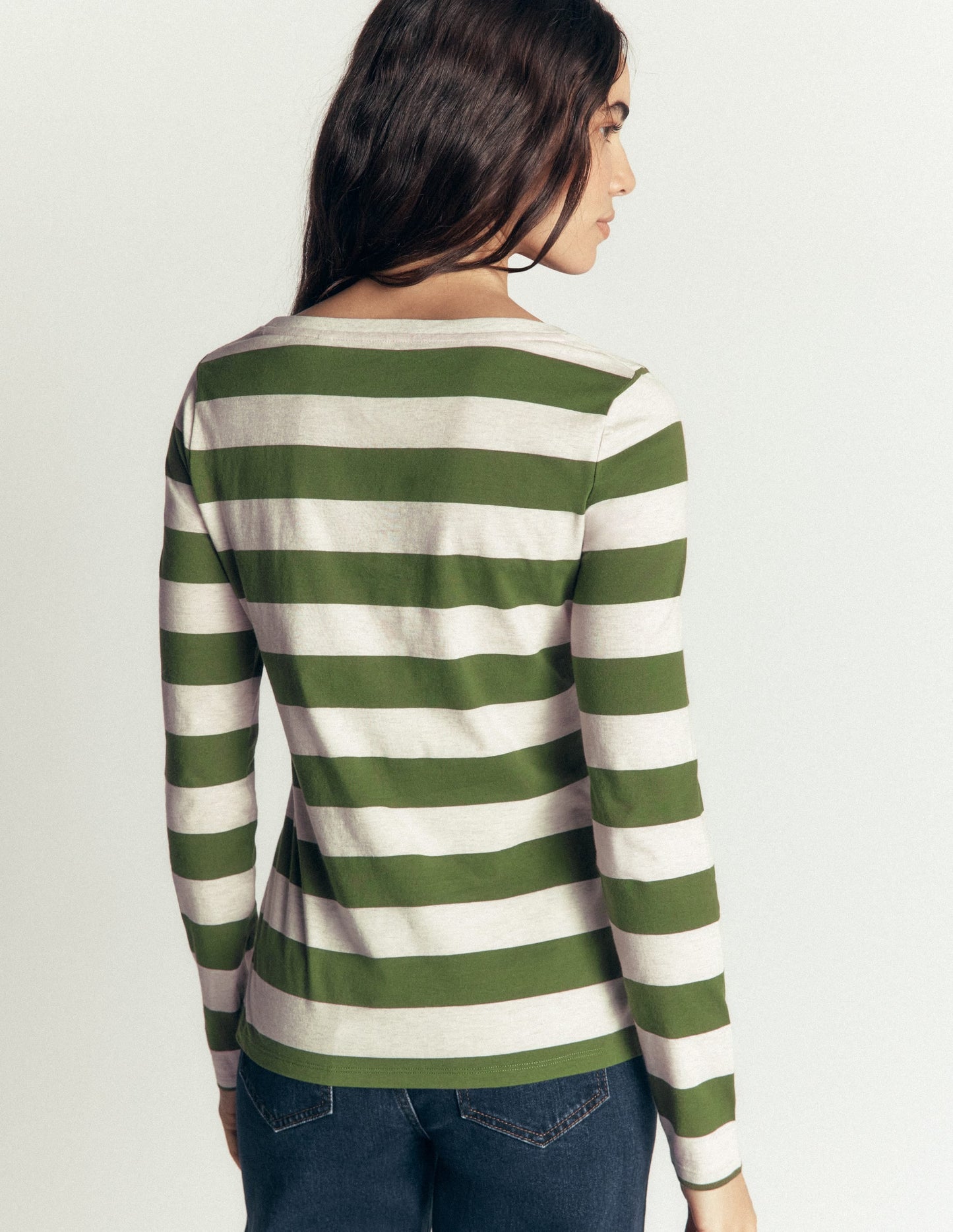 Olivia Long Sleeve Breton-Chive and Oatmeal