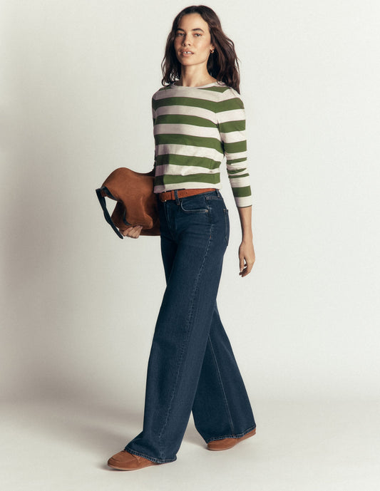Olivia Long Sleeve Breton-Chive and Oatmeal