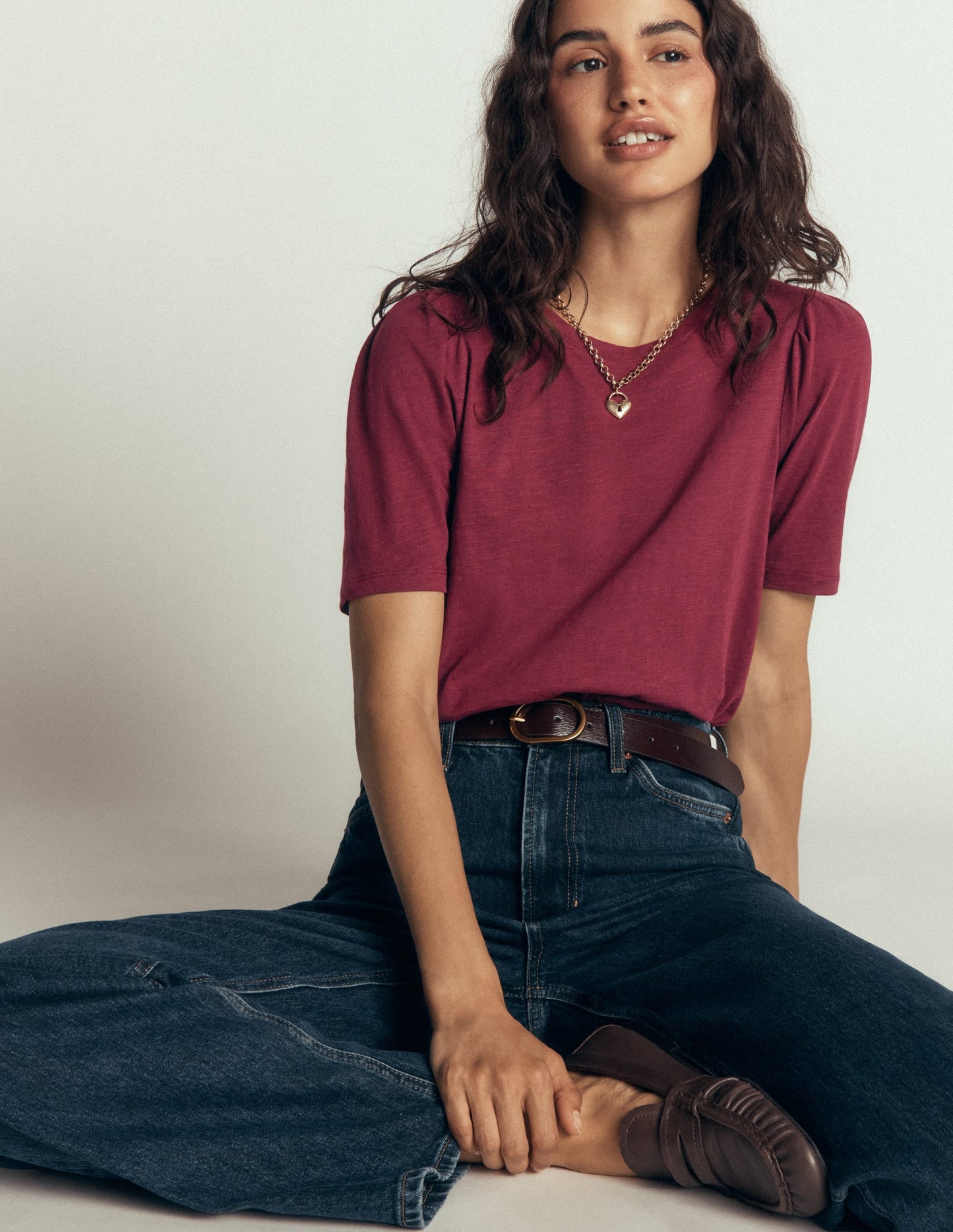 Sophie Puff Sleeve T-shirt-Deep Wisteria