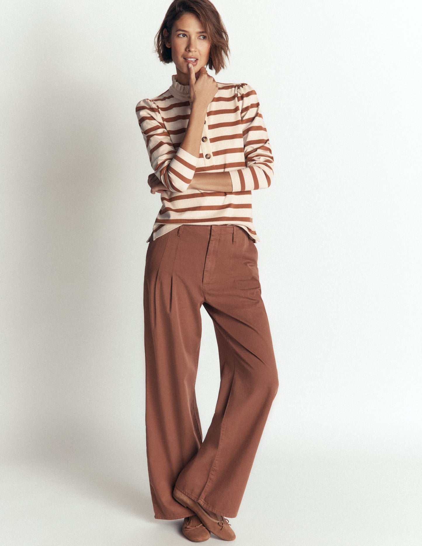 Ruffle Collar Mariner-Ivory and Argon Oil Stripe