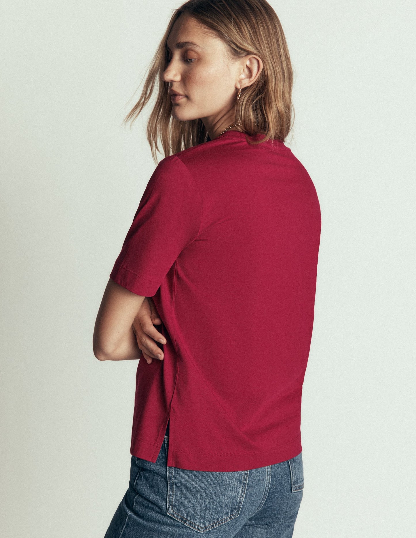 Relaxed Cotton T-shirt-Ruby Red