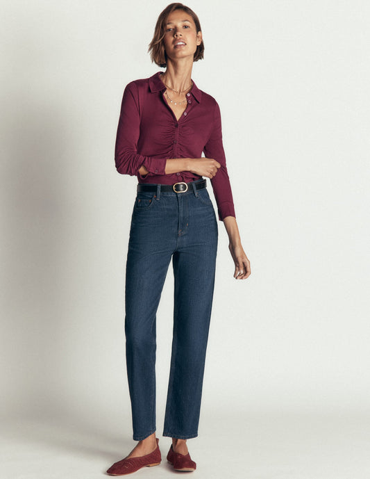 Supersoft Ruched Jersey Shirt-Deep Wisteria