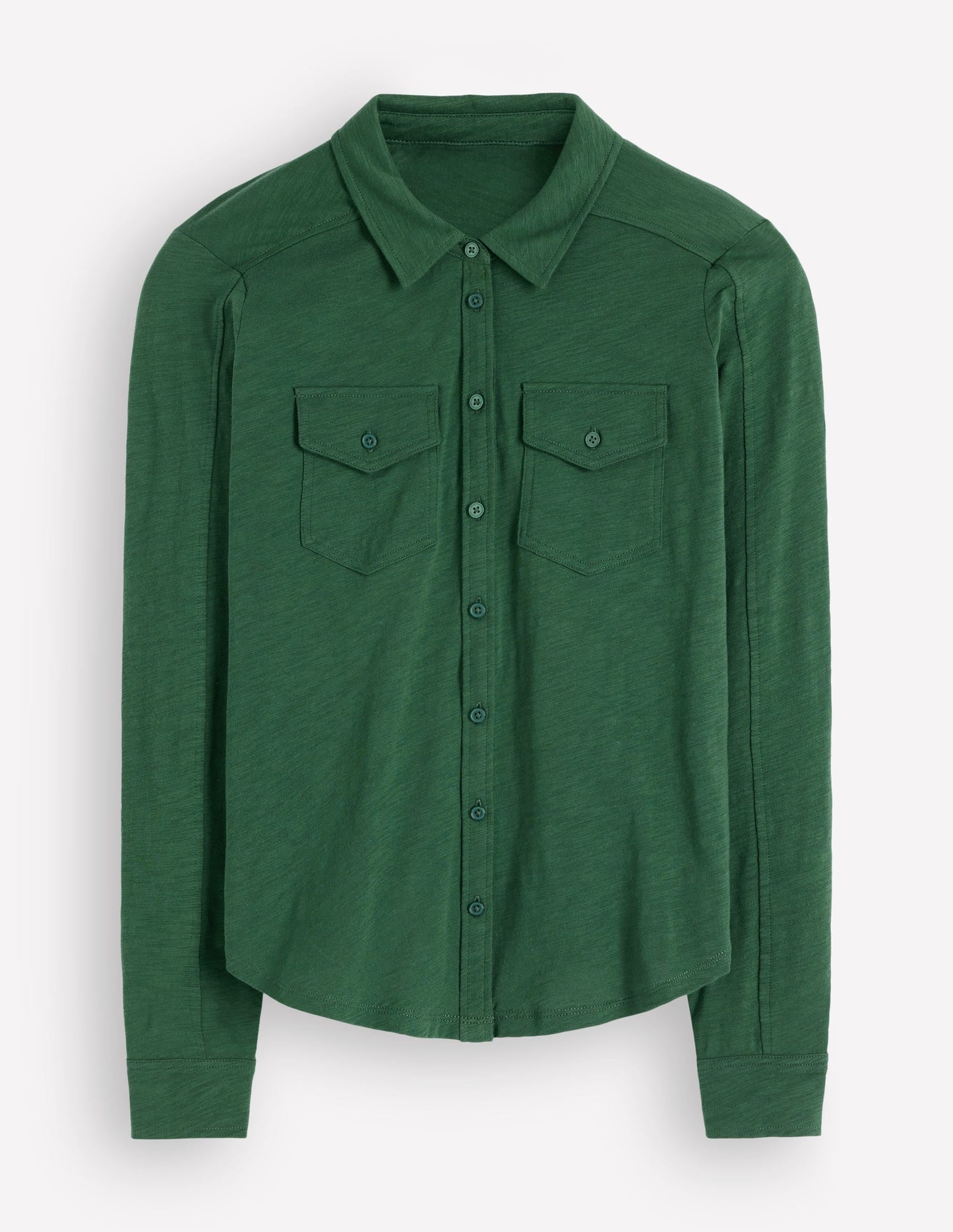 Seam Detail Jersey Shirt-Hunter Green