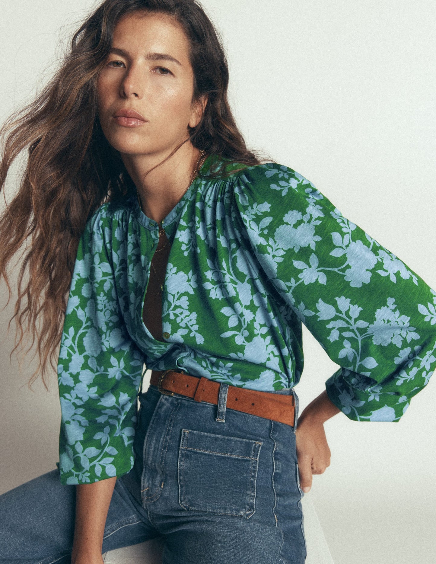 Ara Jersey Shirt-Alpine Green, Bouquet Breeze