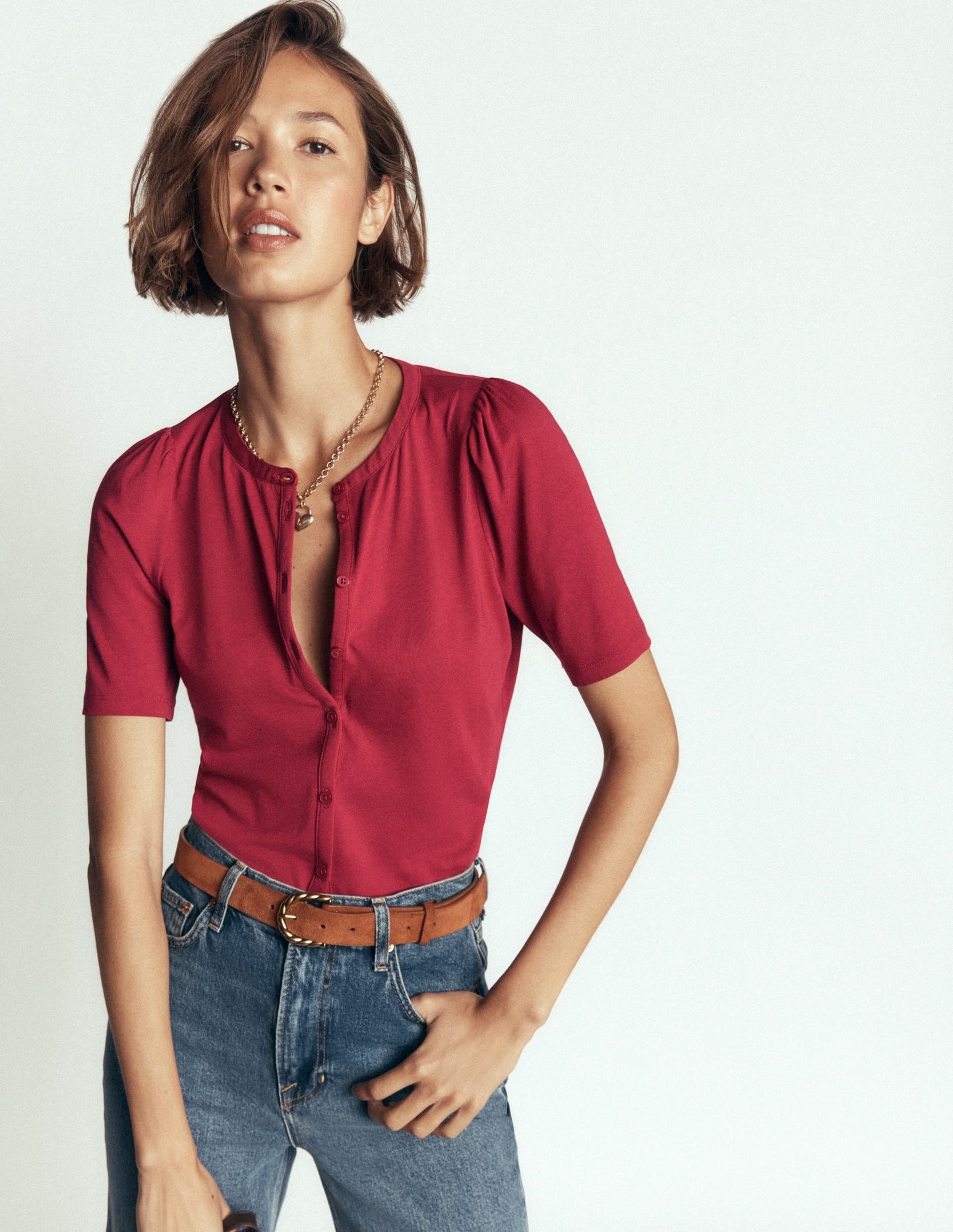Supersoft Short Puff Shirt-Red Earth