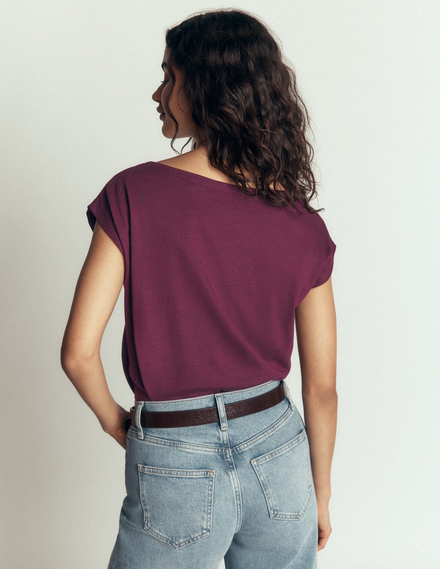 Supersoft Slash Neck T-Shirt-Dark Cherry