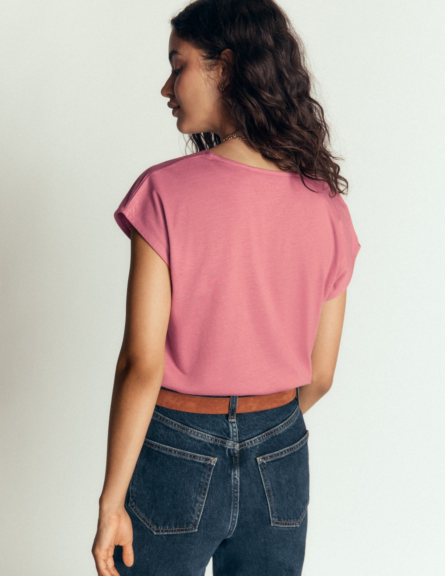 Supersoft V-neck T-shirt-Pink Heather