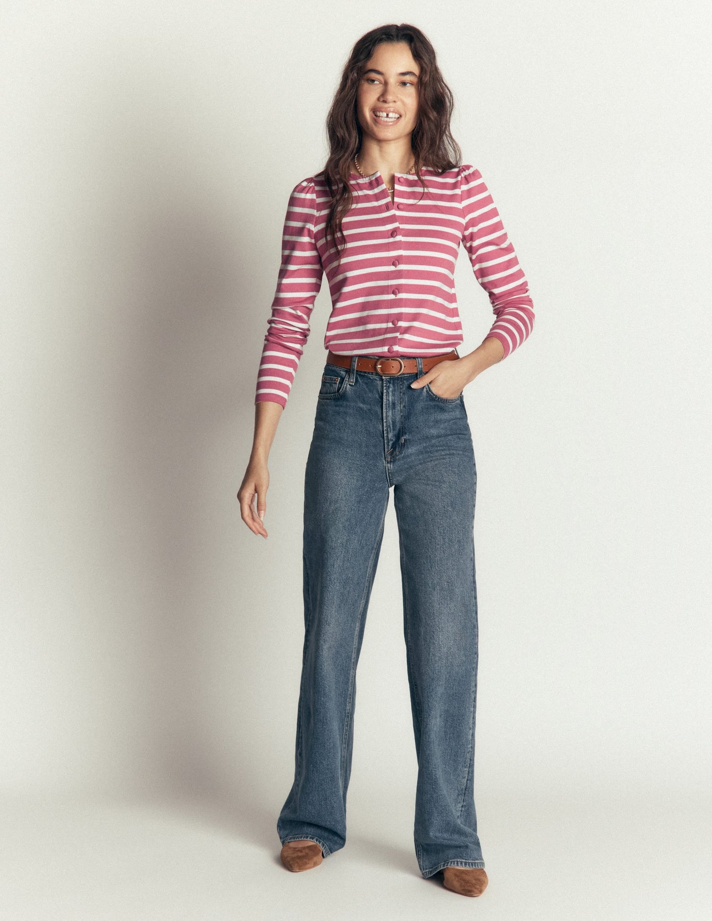 Iris Puff Sleeve Mariner-Heather Rose and Ivory Stripe