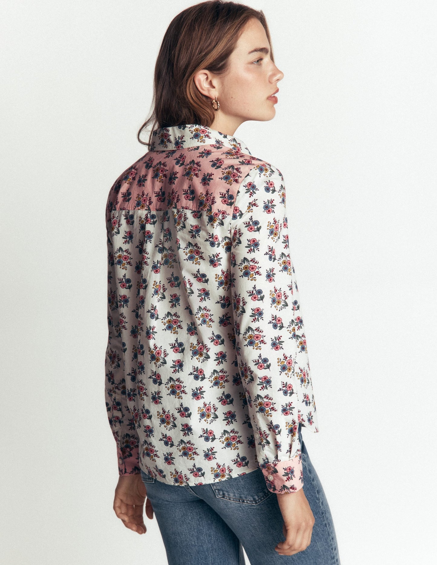 The New Sienna Cotton Shirt-Soft Cream, Delicate Garden