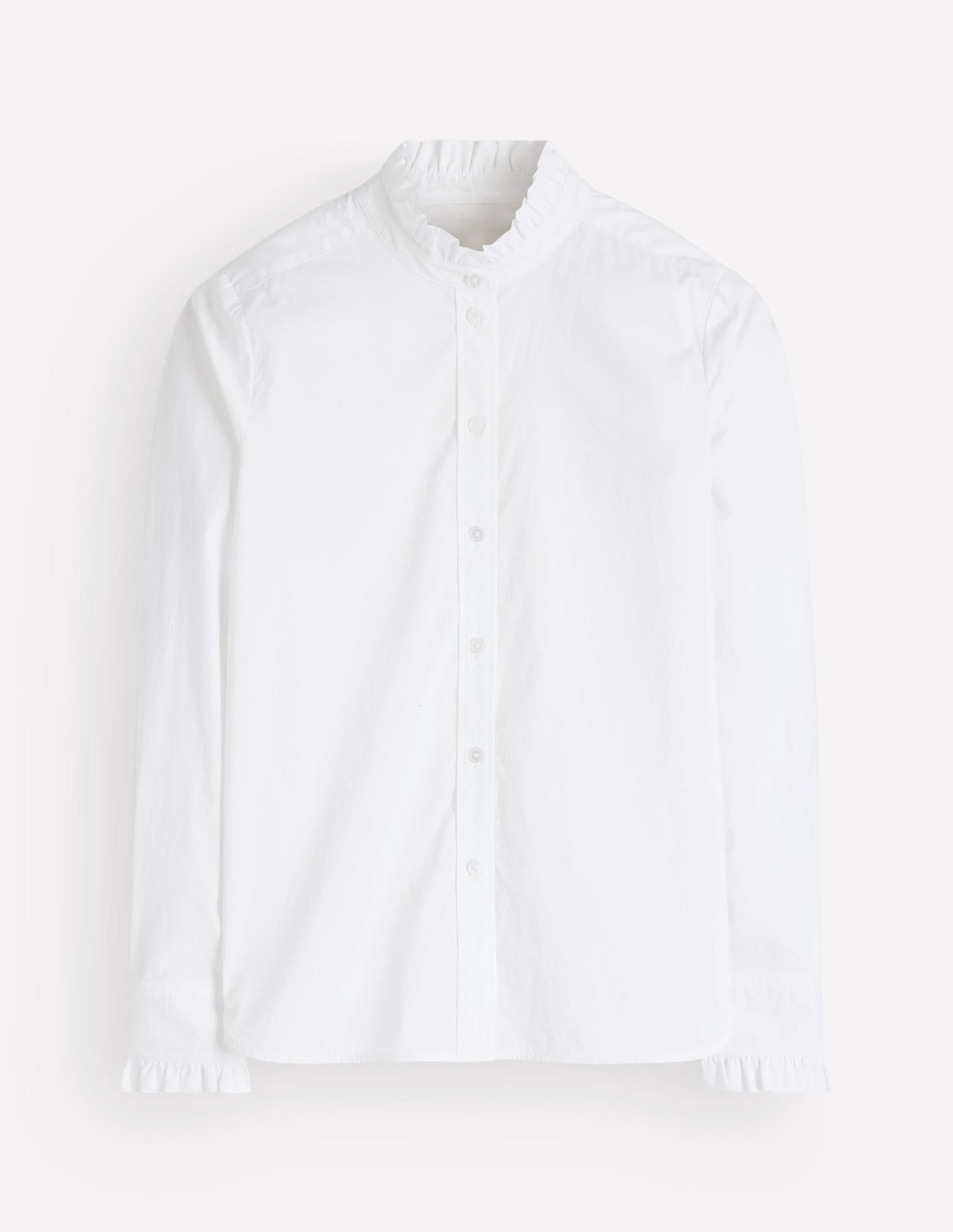 Sienna Frill Cotton Shirt-White