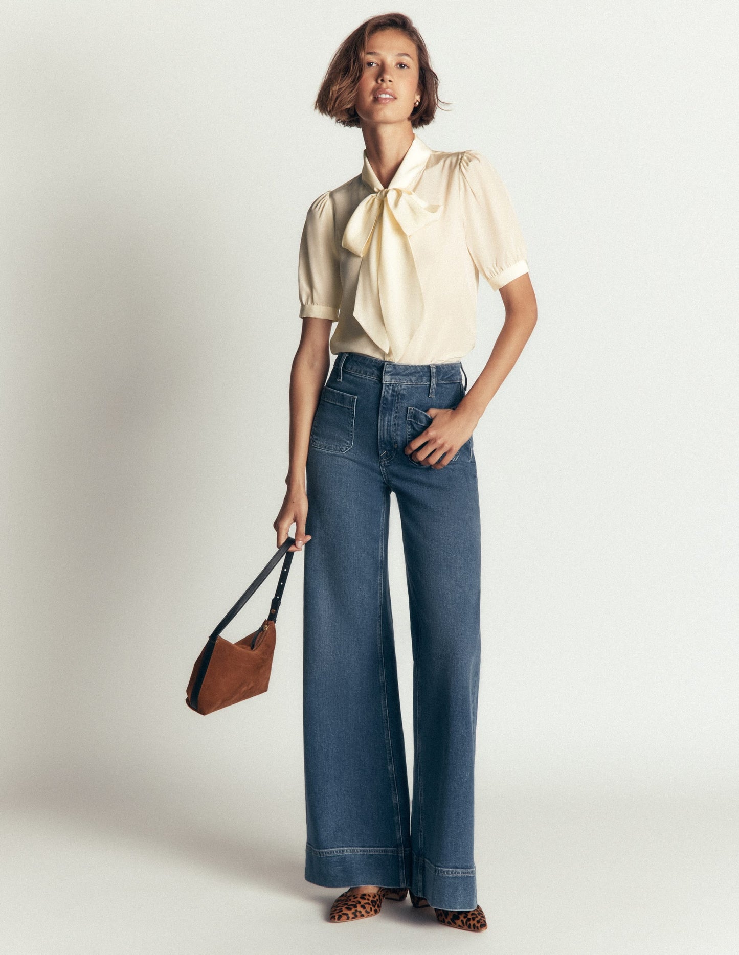 Tie Neck Silk Top-Ivory
