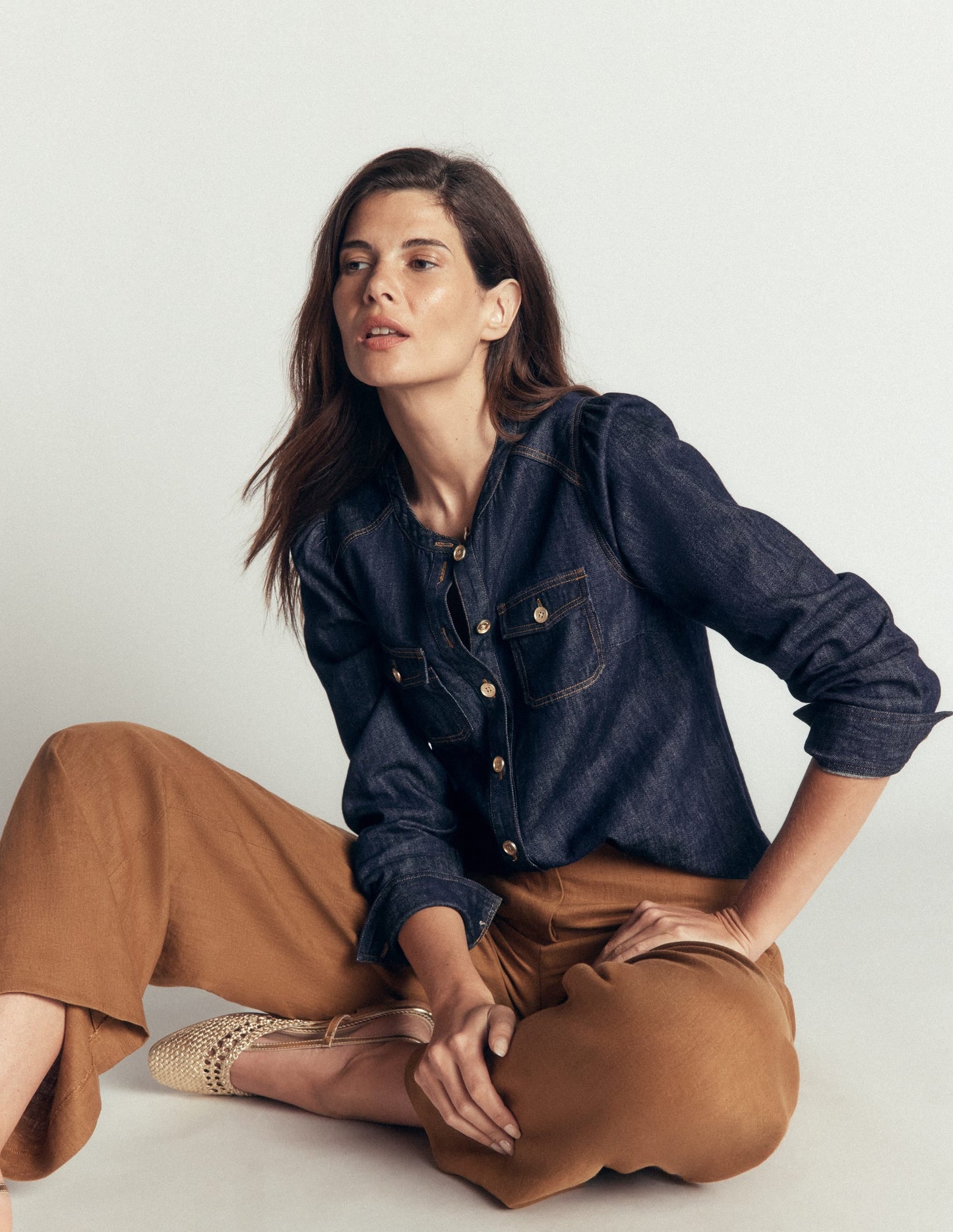 Thea Denim Shirt-Dark Indigo