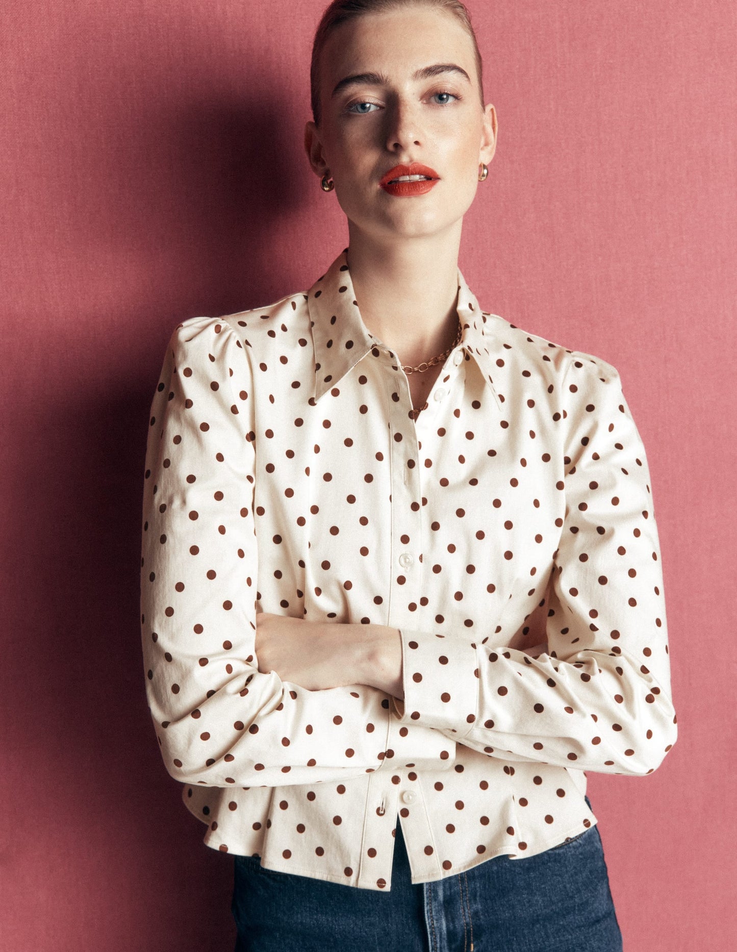 Julia Darted Cotton Shirt-Ivory, Boden Spot