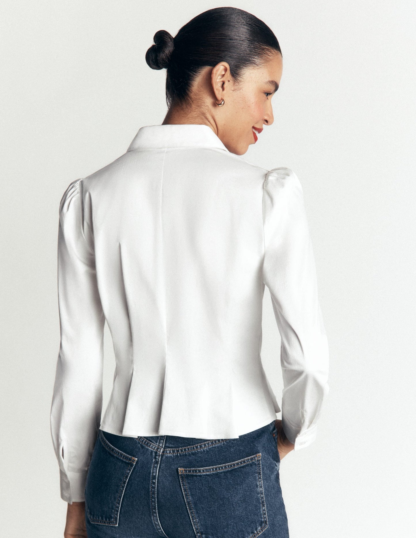Julia Darted Cotton Shirt-White