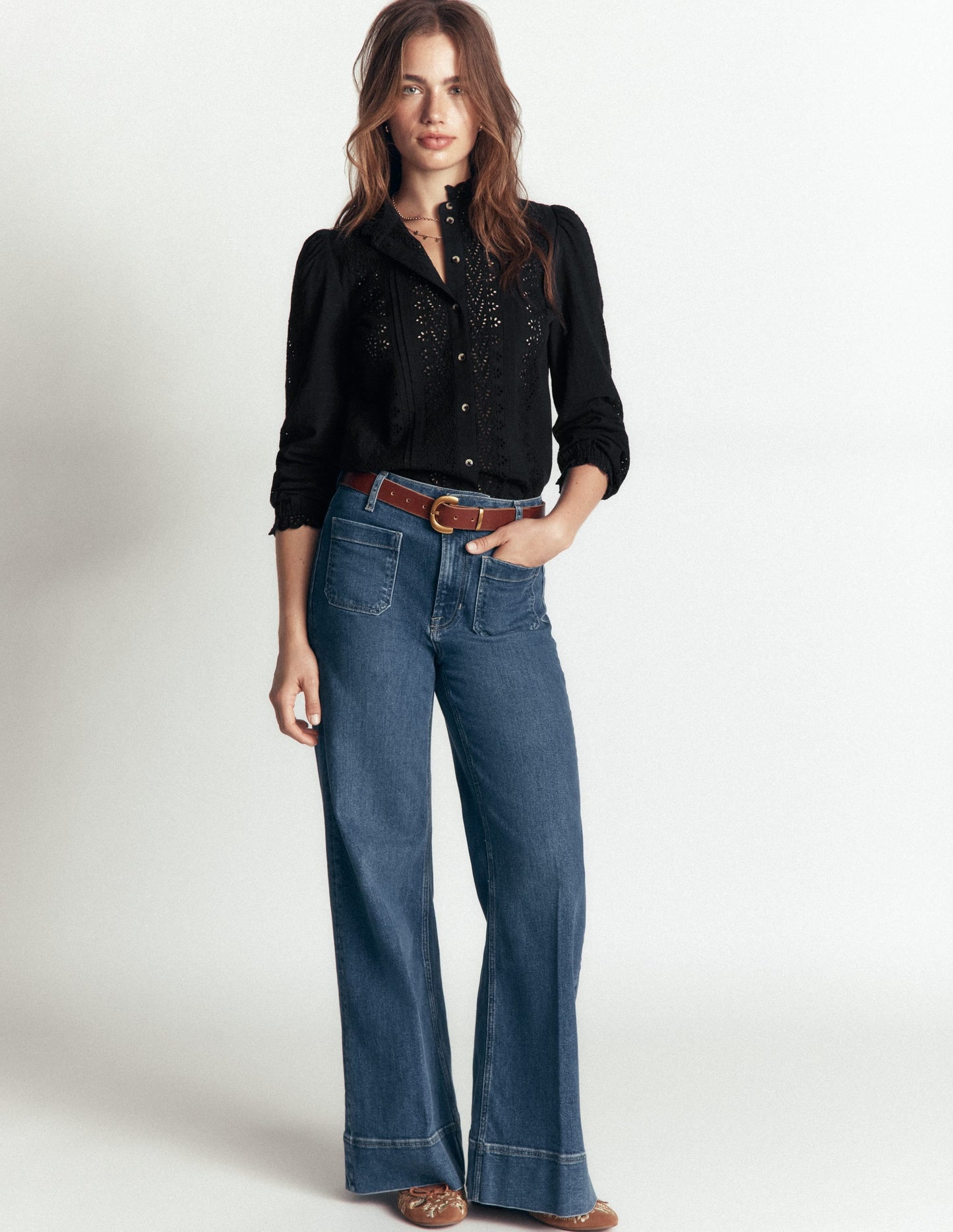 Broderie Cotton Top-Black Broderie