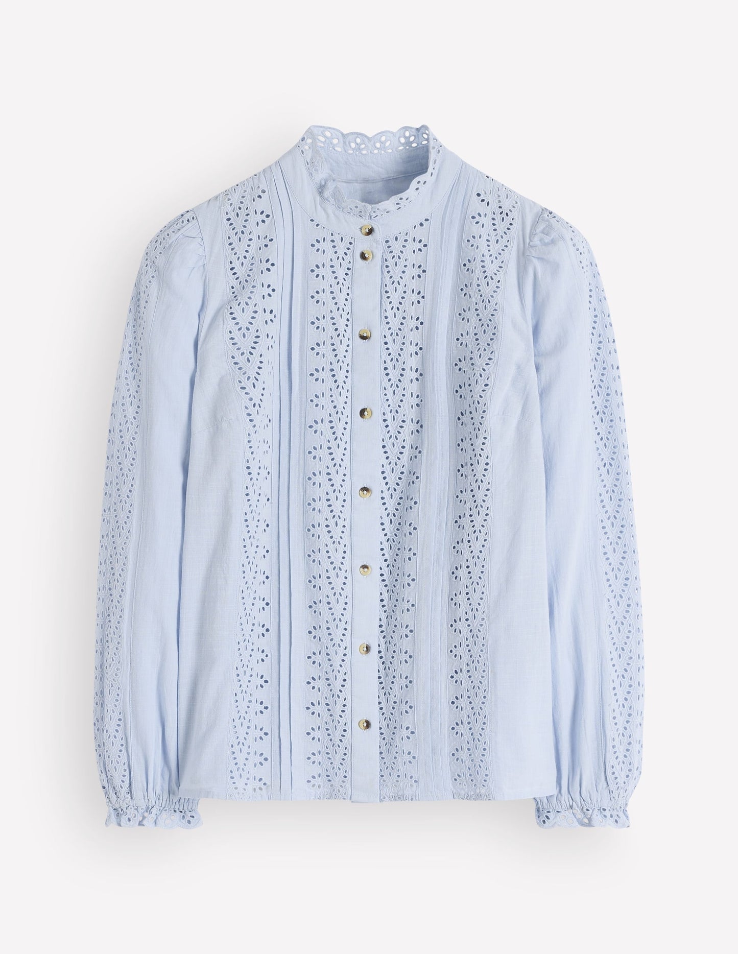 Broderie Cotton Top-Misty Blue Broderie