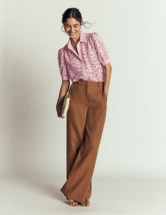 Penelope Lace Shirt-Pink Violet