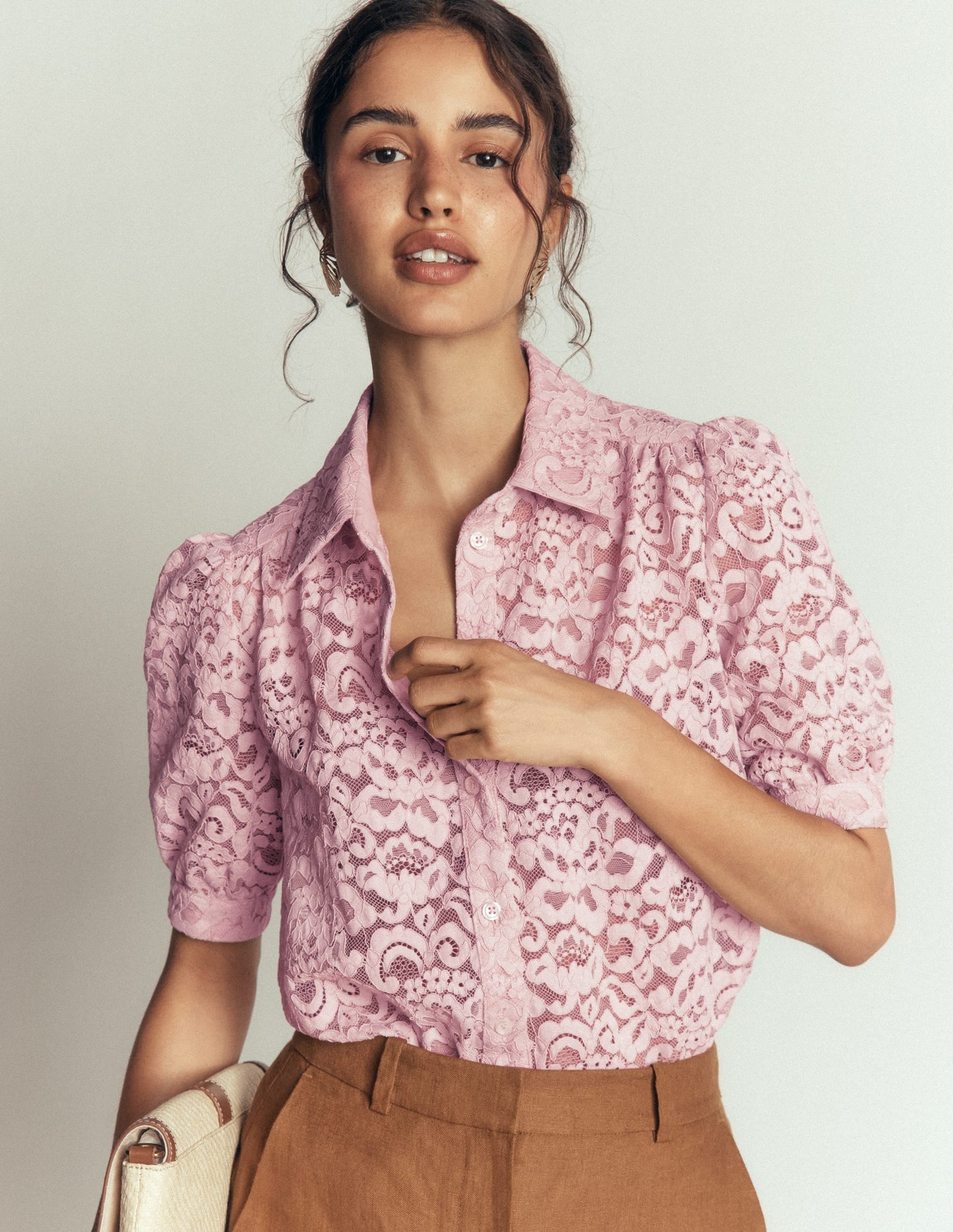 Penelope Lace Shirt-Pink Violet