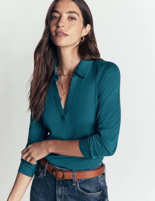 Supersoft Open Collar Shirt-Midnight Teal