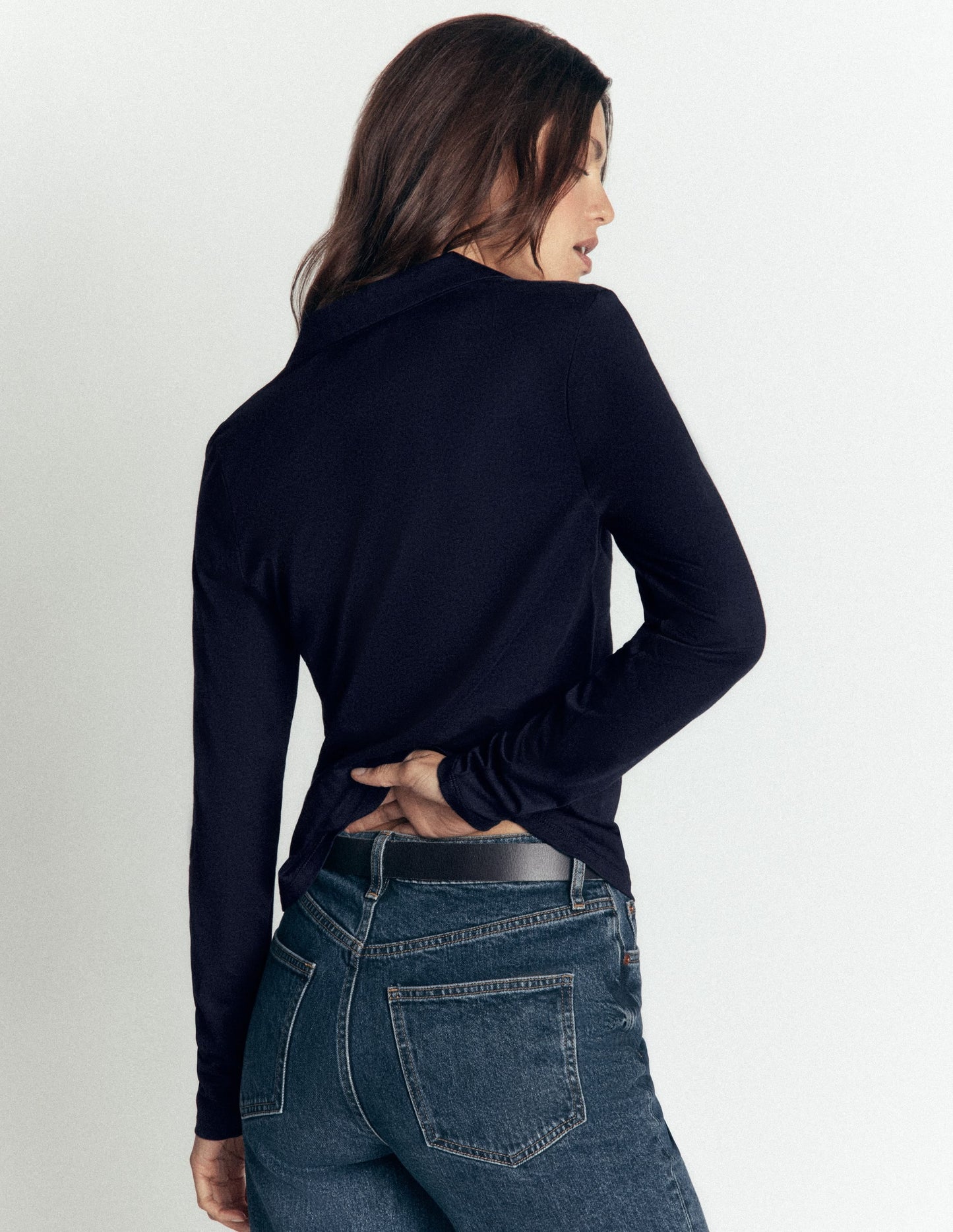 Supersoft Open Collar Shirt-Navy