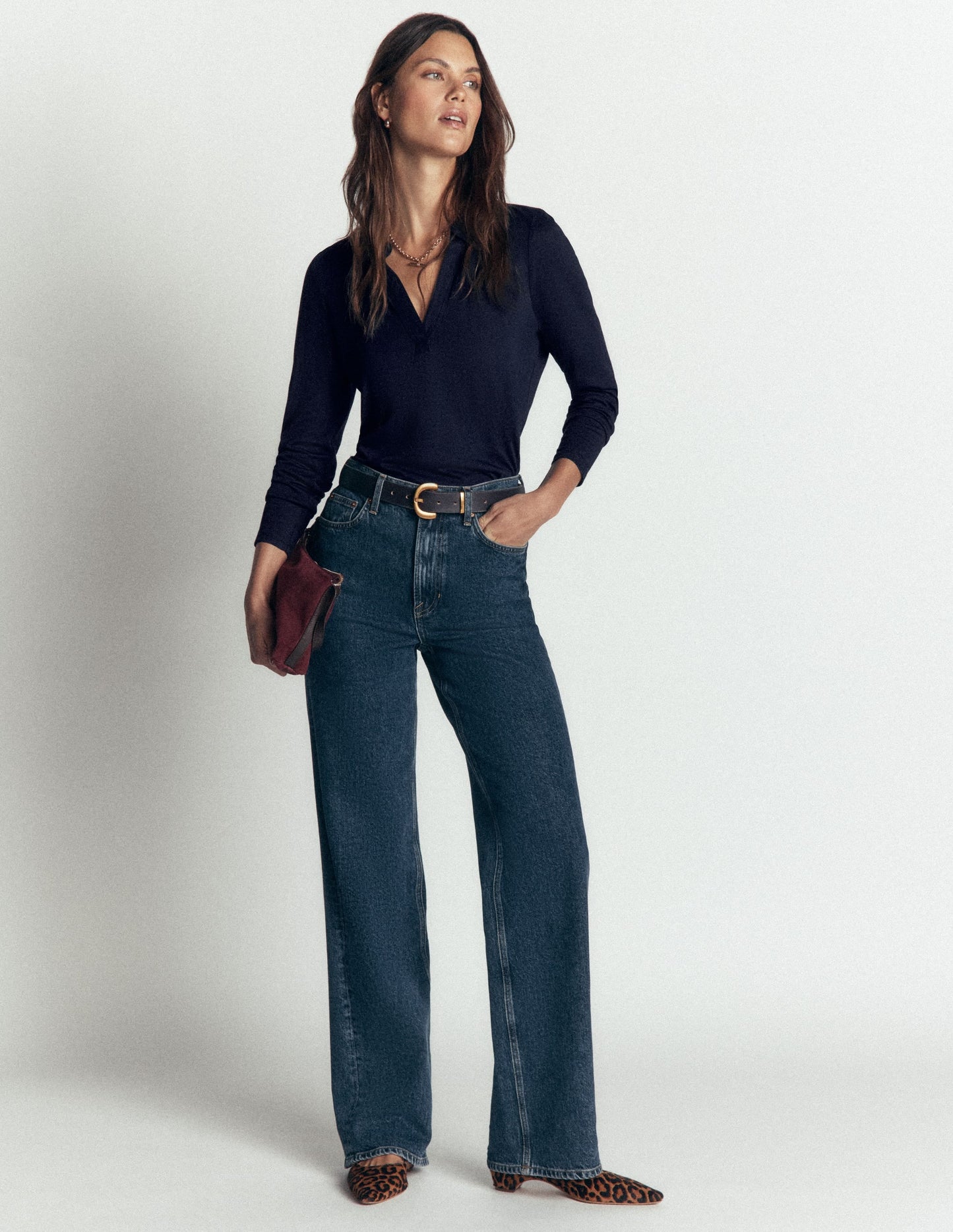 Supersoft Open Collar Shirt-Navy