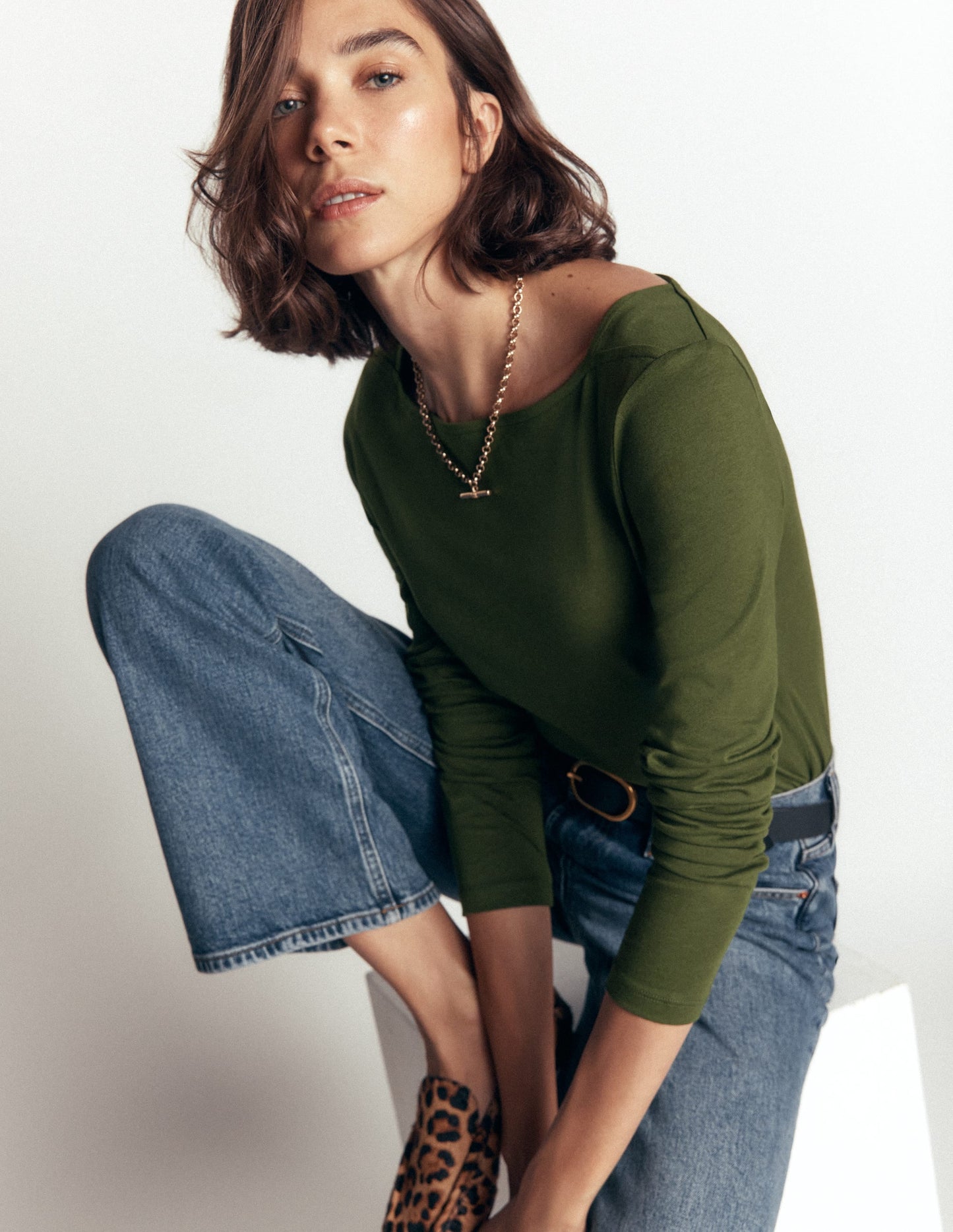 Supersoft Square Neck Top-Brunswick Green