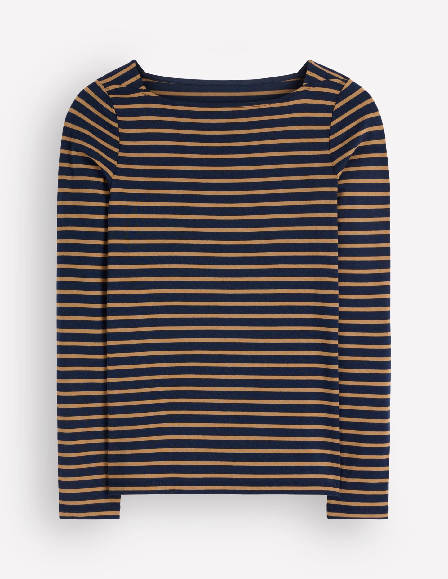 Supersoft Square Neck Top-Navy and Dijon Stripe