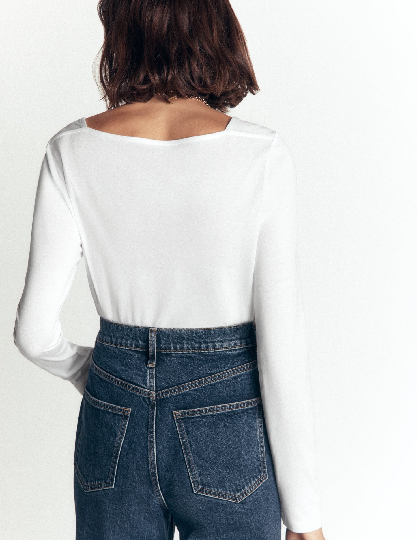 Supersoft Square Neck Top-White