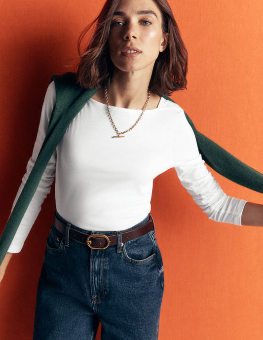 Supersoft Square Neck Top-White