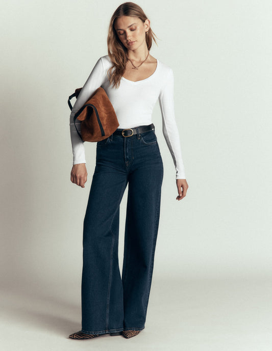 Annie Essential V Neck Top-White