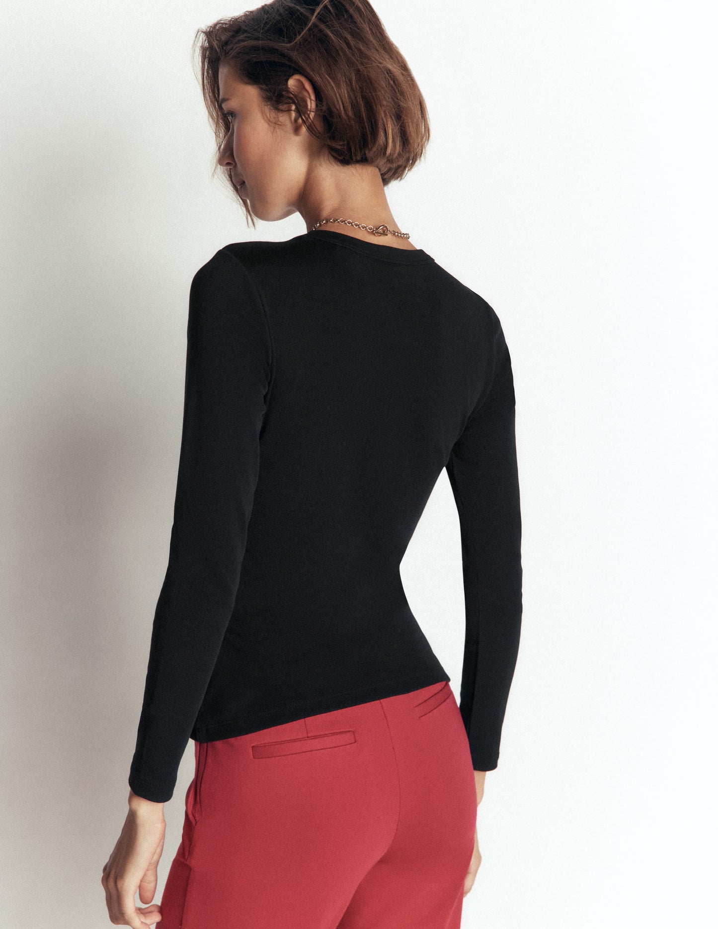 Annie Essential Crew Neck Top-Black